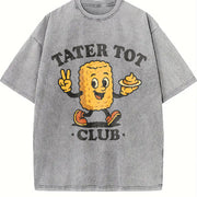 Tater Tot Club for Foodies Vintage Washed T-Shirt in Gray