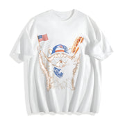 Feral Raccoon Patriotic USA Cotton T-Shirt in White