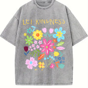 Let Kindness Bloom Vintage Washed T-Shirt in Gray