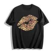 Stylish Leopard Warm Cotton T-Shirt in Black