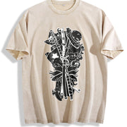 Gomu No Mi - One Pieceeee Anime Manga vintage washed oversized T-shirt in Beige