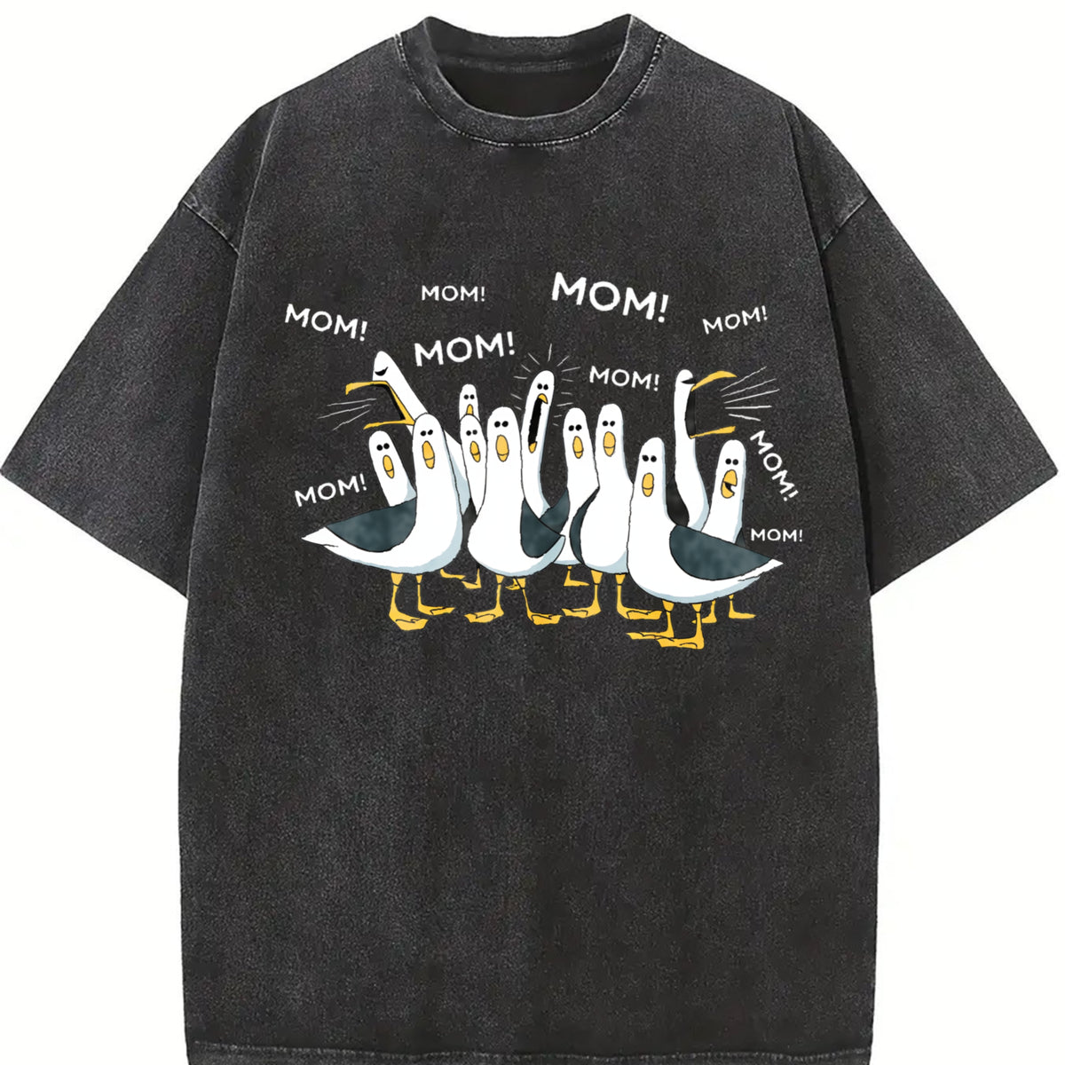 Mom Mom Mom Vintage Washed T-Shirt in Black