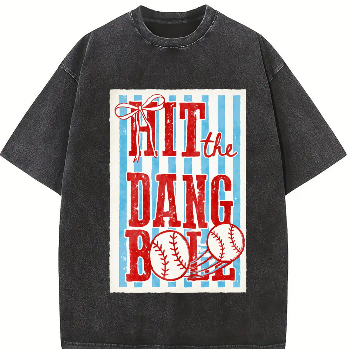 Hit the Dang Ball Vintage Washed T-Shirt in Black