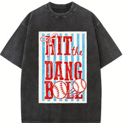Hit the Dang Ball Vintage Washed T-Shirt in Black