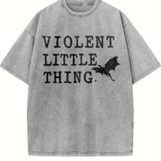 Violent Little Thing Basgiath War College Fourth Wing vintage washed oversized T-shirt in Gray