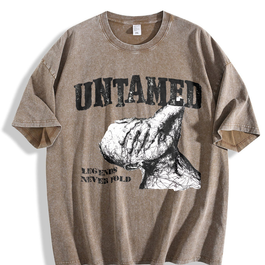 Untamed Legends Never Fold Vintage Washed T-Shirt in Brown