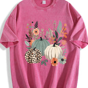 Boho Pumpkins Fall Vintage Washed T-Shirt in Red