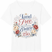 Land of the Free Because of the Brave Cotton T-Shirt in White