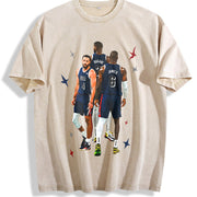 Steph Bron Durant BIG 3 USA Champ Custom vintage washed oversized T-shirt in Beige