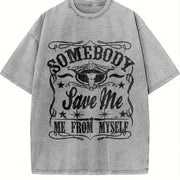 Somebody Save Me from Myself Vintage Washed T-Shirt in Gray