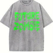Future Zombie Spooky Slimey Undead Zombies for Ladies Cute Vintage Washed T-Shirt in Gray