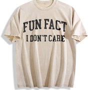 Fun Fact I Don't Care College vintage washed oversized T-shirt in Beige