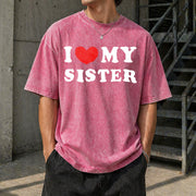 I Love My Sister Vintage Washed T-Shirt in Red