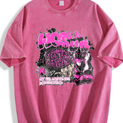 Magnolia Clothing Pink Graphic Vintage Washed T-Shirt in Red