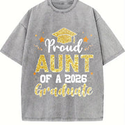 Premium Proud Aunt of a 2026 Graduate for Aunt Senior Vintage Washed T-Shirt in Gray