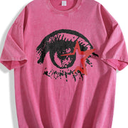 Big Eye Gothic Grunge Y2k Emo Scene Amity Affliction Vintage Washed T-Shirt in Red