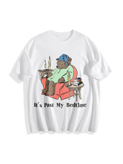 It's Past My Bedtime Sleepy Bear Cotton T-Shirt in White