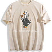 Goose Lawyer Law School Graduation Vintage Washed T-Shirt in Beige