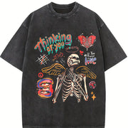 American Vintage Skull Vintage Washed T-Shirt in Black