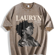 Lauryn Hill Portrait Tank Vintage Washed T-Shirt in Brown