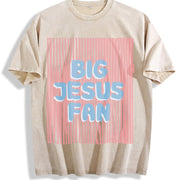 Big Jesus Fan vintage washed oversized T-shirt in Beige