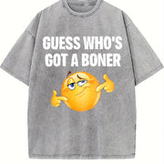 Guess Who's Got Meme Statement Vintage Washed T-Shirt in Gray
