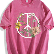 Bohemian Floral Blouse Vintage Washed T-Shirt in Red