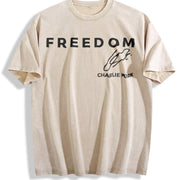 Charlie Kirk Freedom Vintage Washed T-Shirt in Beige