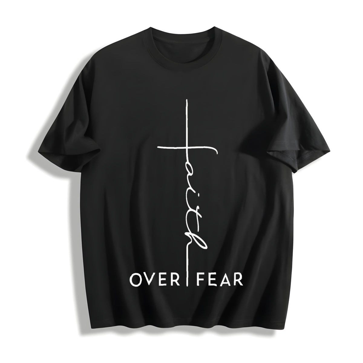 Faith Over Fear Christian for & Cotton T-Shirt in Black