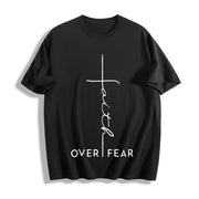 Faith Over Fear Christian for & Cotton T-Shirt in Black
