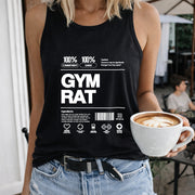 Gym Rat Nutrition Label Crew-neck Sleeveless Vest Outdoor Women's Color Cotton Tank Top in Black