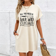 A-line Skirt- Heart Cotton T-Shirt in White