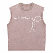 No Golf Today Sad Stickman Golfer Golfers Vintage Washed Tank Top in Brown