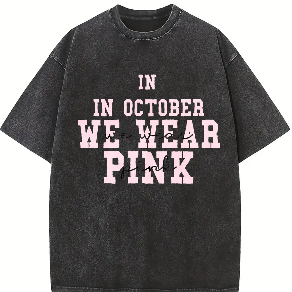Breast Cancer Awareness Vintage Washed T-Shirt in Black