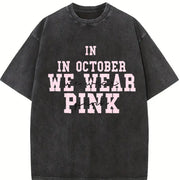 Breast Cancer Awareness Vintage Washed T-Shirt in Black