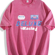Stylish Luxury Racing Vintage Washed T-Shirt in Red
