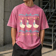 80s Goose Blue Ribbon Silly Goose Vintage Washed T-Shirt in Red