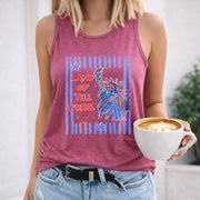 Land of the Free Because of the Brave Women's Color Cotton Tank Top in Red