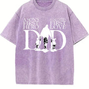 Dad a Son's First Hero a Daughter's First Love Vintage Washed T-Shirt in Purple