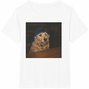 Dog Drinking Beer Puppy Cotton T-Shirt in White