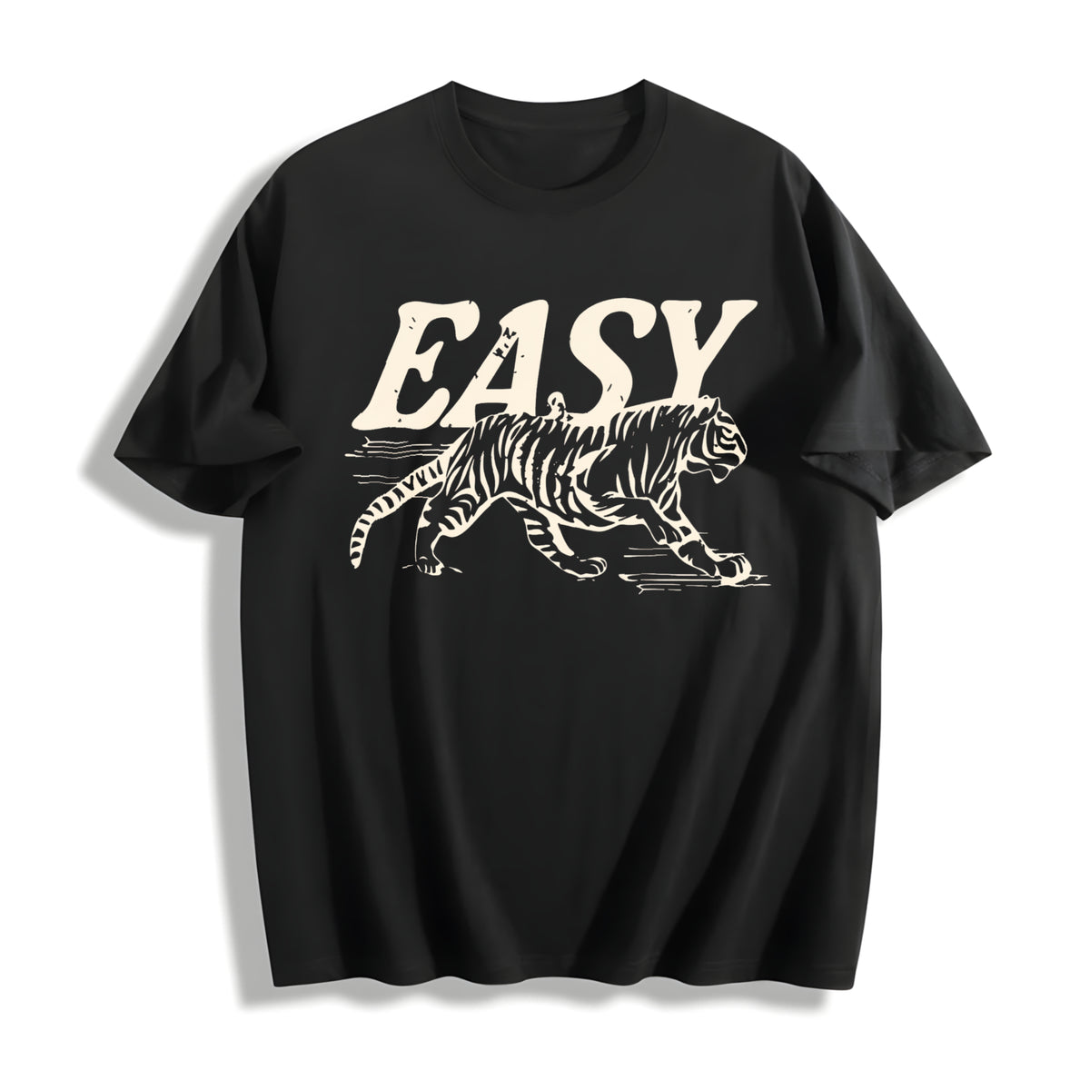 Easy Tiger Retro Tiger Cotton T-Shirt in Black