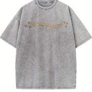 In My Mom Era Embroidered Vintage Washed T-Shirt in Gray