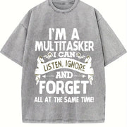 Sports with a Stylish Retro 'Forget' Vintage Washed T-Shirt in Gray