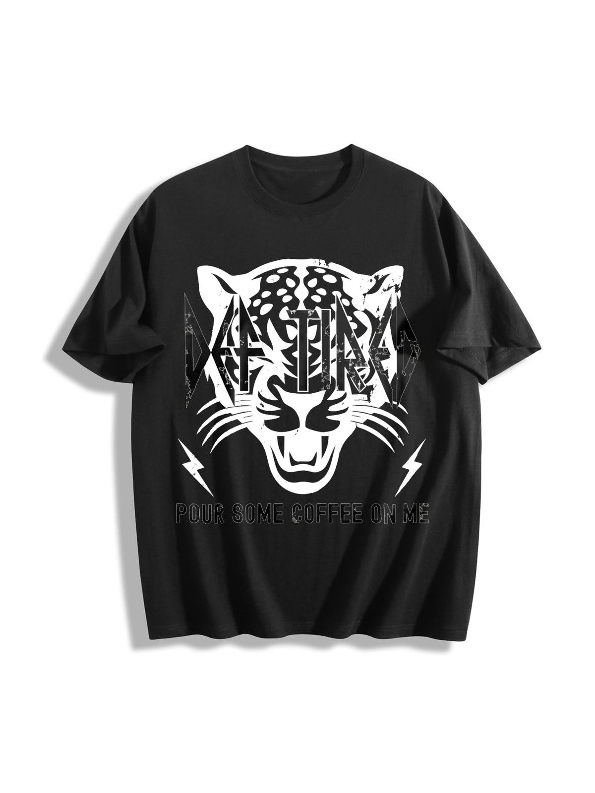 Retro Def Tired Coffee Cotton T-Shirt in Black