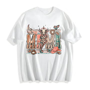Western Mama Howdy Cowhide Cotton T-Shirt in White
