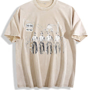 Western Cowboys ® Retro Wild West Vintage Washed T-Shirt in Beige