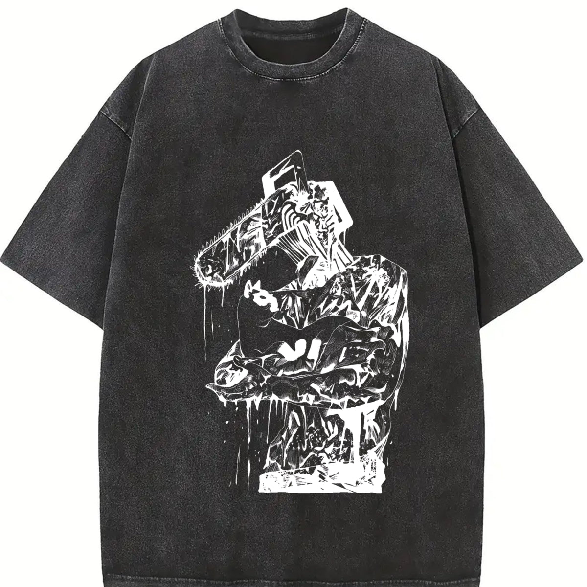Chainsaw Man Denji Vintage Washed T-Shirt in Black