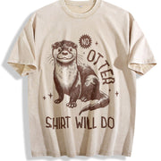 Retro Otter 90s No Otter Will Do Vintage Washed T-Shirt in Beige