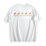 Bad Day to Be a Hotdog Cotton T-Shirt in White