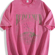 REDEEMED 220gsm - Retro Street Faithbased Soft Texture vintage washed oversized T-shirt in Red